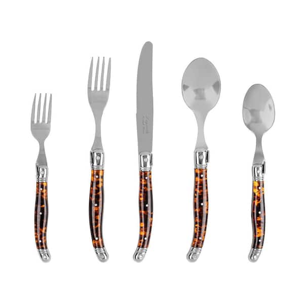 Laguiole Connoisseur 20-Piece 18/10 Flatware Set with Tortoise Handles