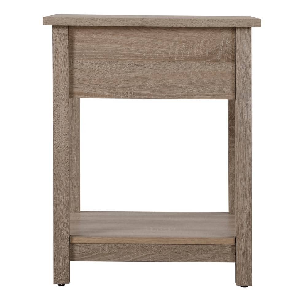 Salem Sandle Wood Modern Nightstand with Open Shelf and Drawer