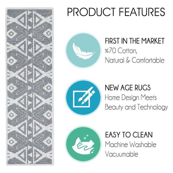 SUSSEXHOME Hairband Gray 9 in. x 28 in. Cotton Carpet Stair Tread Cover (Set of 13)