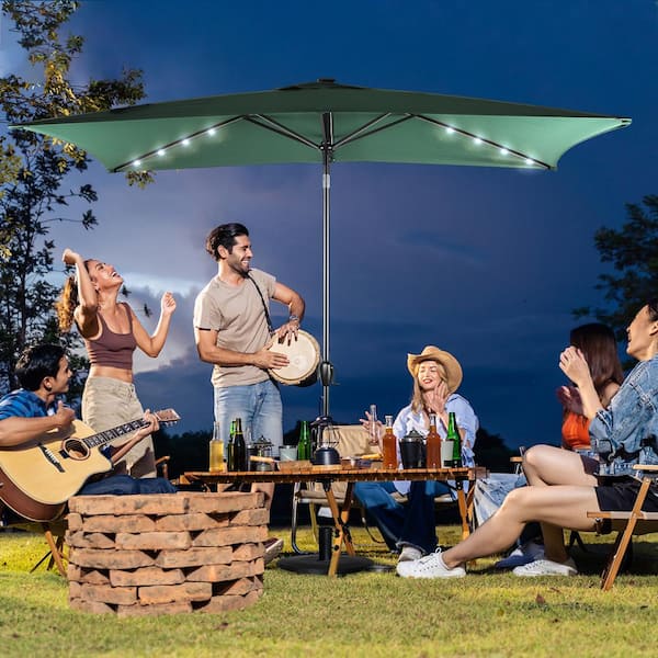 freestanding patio umbrellas 10 FT Umbrella, 3 Tier Outdoor Table Umbrella with 8 Sturdy Glass Fiber Ribs and Push Button Tilt, Outdoor Patio for Market Pool Garden Backyard, 1.5