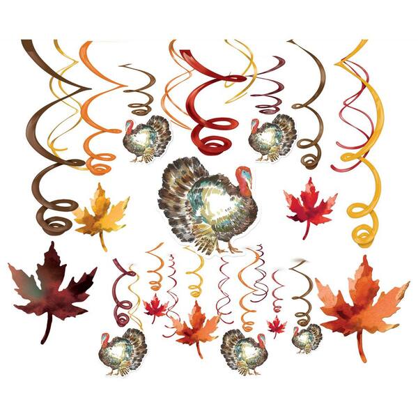 Amscan 5 in. and 7 in. Classic Thanksgiving Mega Value Pack Swirl Decorations (2-Pack)
