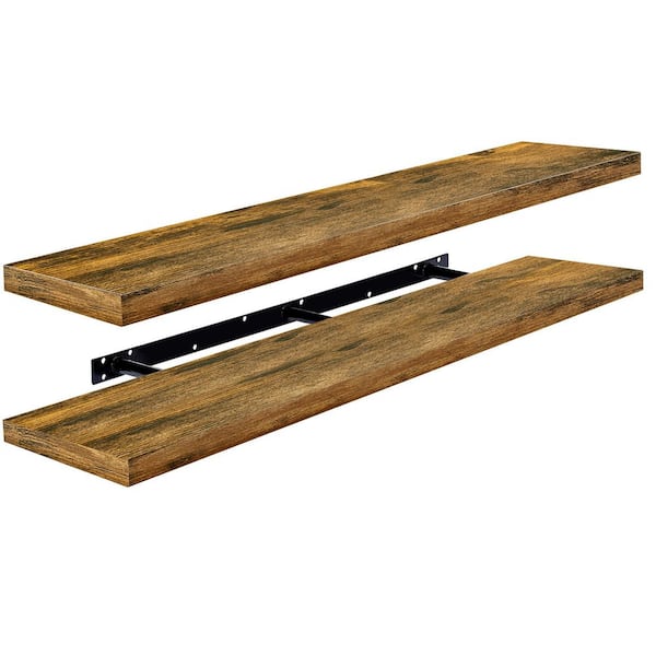 Floating Shelves for Wall-Extra-Long Shelves (2-Pack), 55 in. W x 9.25 in. D Brown Composite Decorative Wall Shelf