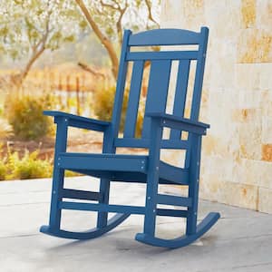 Orlando Blue Poly Plastic All Weather Resistant Outdoor Indoor Proch Rocker Patio Outdoor Rocking Chair