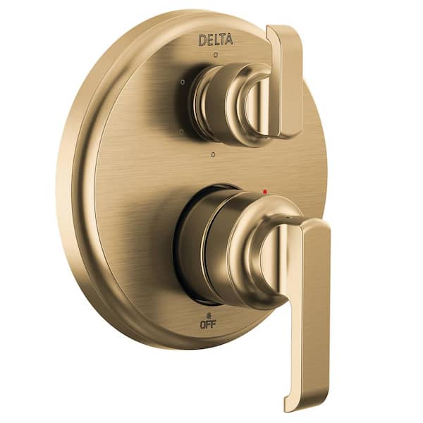 Delta Tetra Gold 2-Handle Wall-Mount Valve Trim Kit 6-Setting Int. Div. in Lumicoat Champagne Bronze (Valve Not Included)