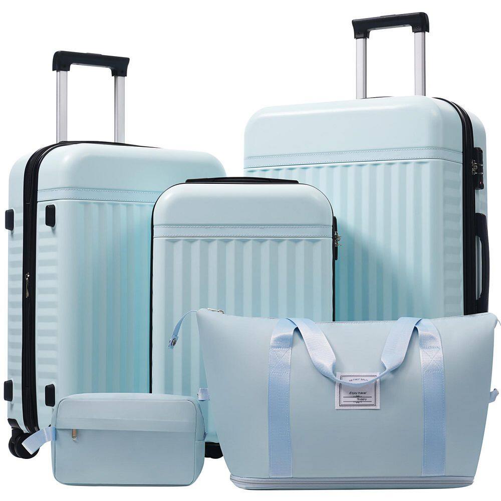 3-Piece Light Blue Hardside Spinner Wheels Luggage Set with Travel Bags and TSA Lock (20" + 24" + 28")