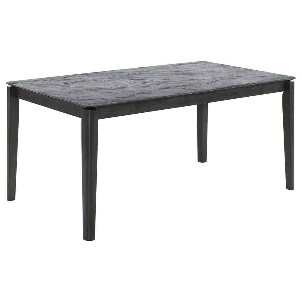 Gray Faux Marble Top 5-Piece Dining Set with Padded Chairs