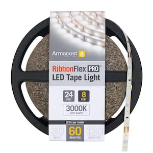 RibbonFlex Pro 8 ft. (2.5 m) 24-Volt LED White Strip Light Tape 60 LED/m 3000K