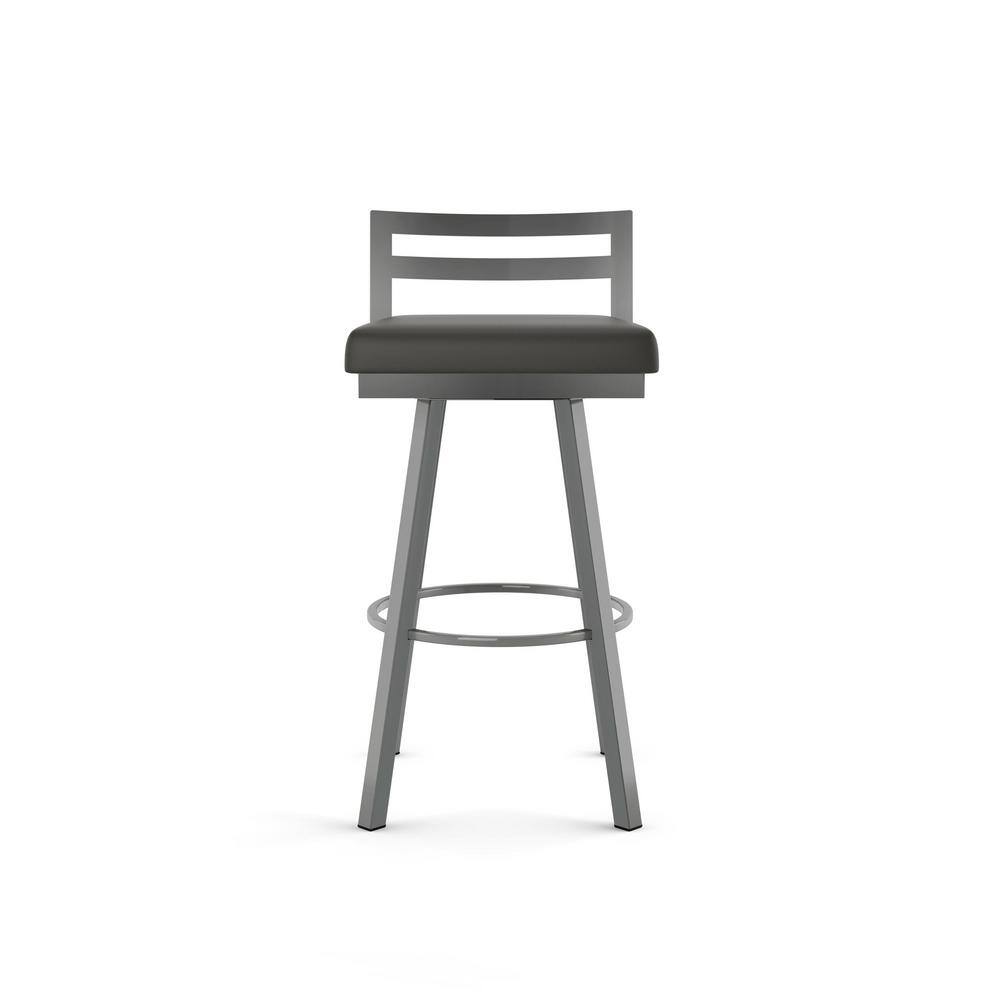 Derek Black Faux Leather Swivel Bar Stool with Metal Frame