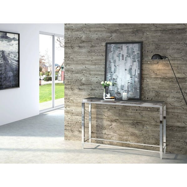 Modrest Agar Modern 55 in. Grey Rectangle Glass Console Table