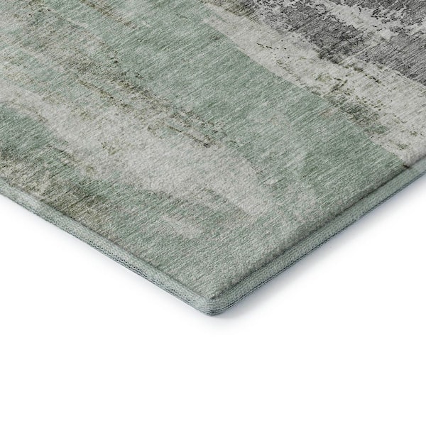Mayfield Premium Machine Washable Abstract AMF1076 Mint 8 ft. x 10 ft. Area Rug
