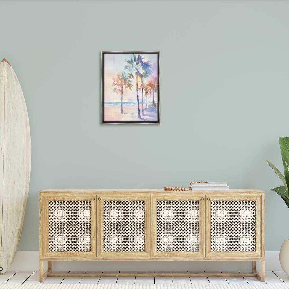 Pastel Warm Palm Trees by Arlington Prints Gray Floater Frame Abstract Graphic Art Print 31 in. x 25 in. price history on PriceWatchPro