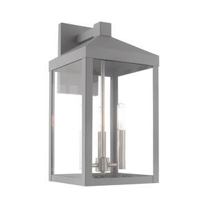 Creekview 17.5 in. 3-Light Nordic Gray Outdoor Hardwired Wall Lantern Sconce with No Bulbs Included