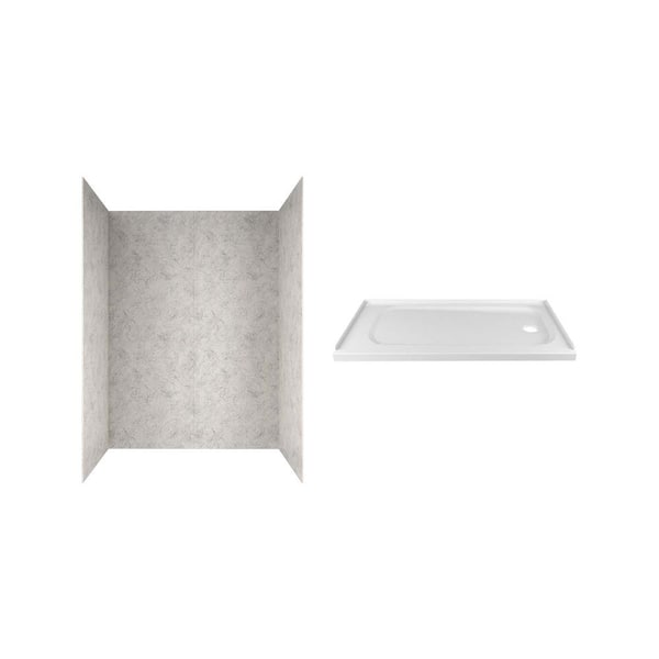 American Standard Passage 60 in. x 72 in. 2-Piece Glue-Up Alcove Shower Wall and Base Kit with Right Hand Drain in Platinum Marble