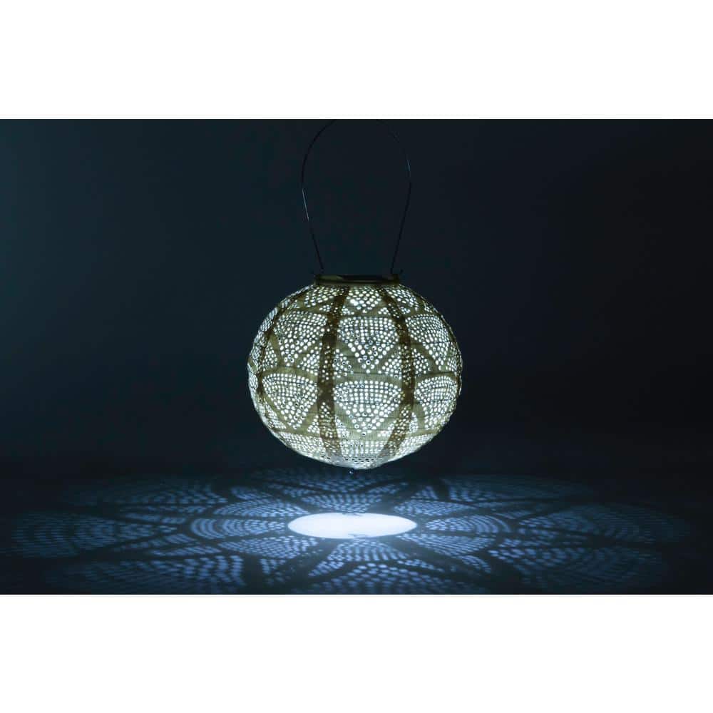 Luminous Pearl Wave 14.5" Tyvek Solar Hanging Lantern