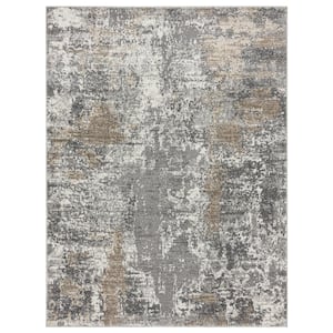 Euston Collection Grey-Grey 5x7 Modern Abstract Polypropylene Area Rug