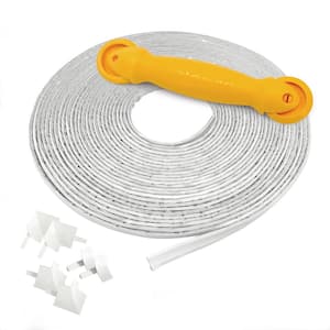 1/2 in. Wide x 50 ft. Long White PVC Self-adhesive Flexible Caulk Trim Molding Strip, Applicator Tool, and Corners