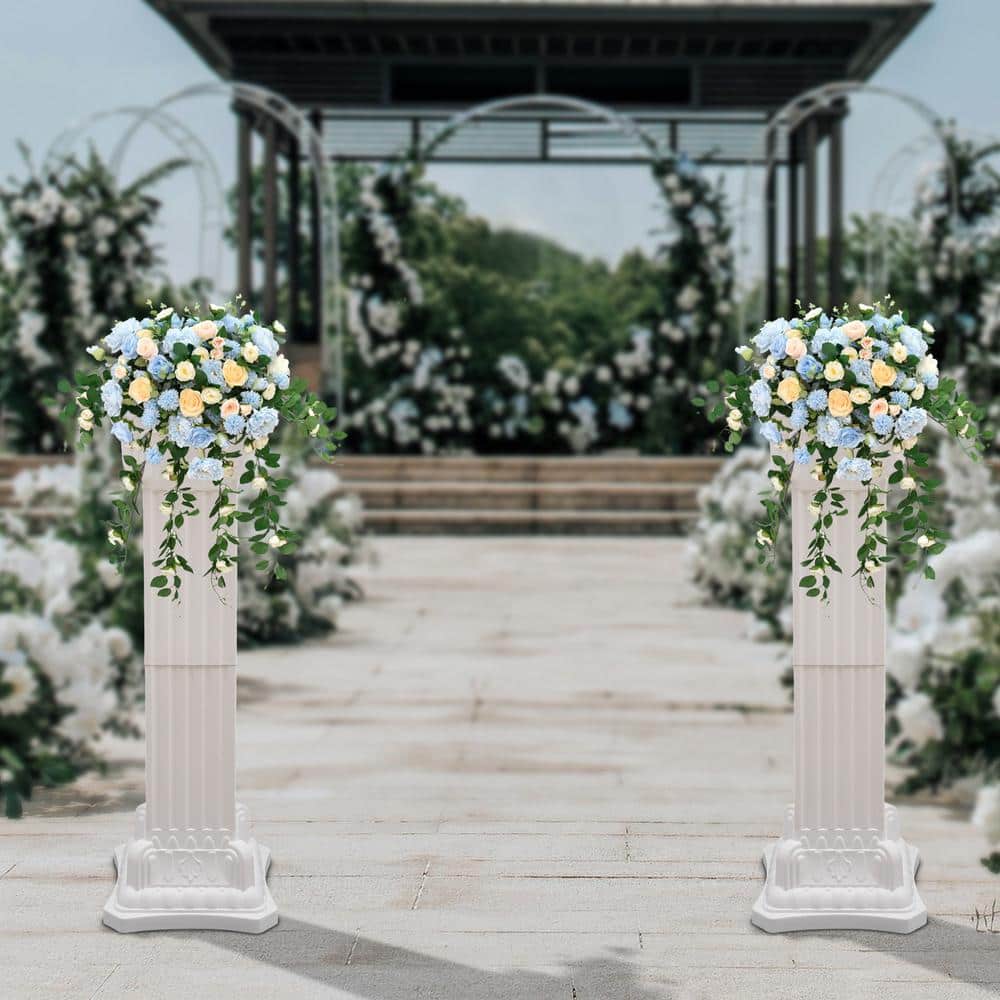 Tall White Plastic Roman Pillar Set for Wedding Decor