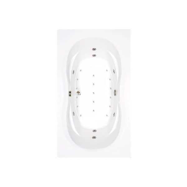 72 in. x 42 in. Acrylic Rectangular Drop-in Whirlpool and Air Bathtub with Center Drain in Bone