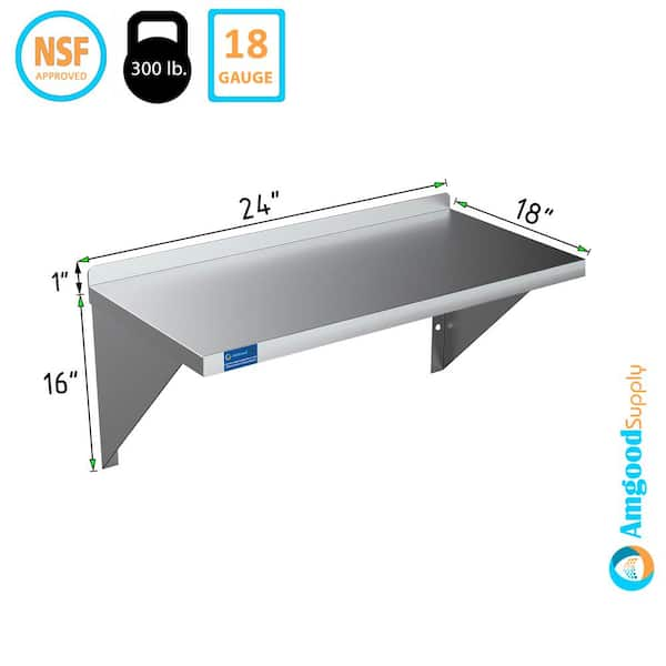 Kitchen Tek 18-Gauge 304 Stainless Steel Microwave Shelf - Heavy Duty - 18 inch x 24 inch - 1 Count Box, Silver