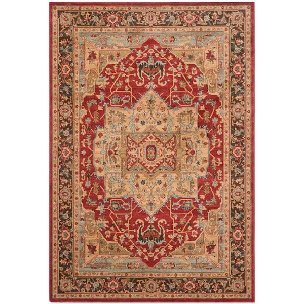 SAFAVIEH Mahal Natural/Navy 7 ft. x 9 ft. Border Area Rug MAH625B-6 ...