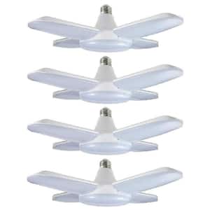 60W LED Garage Lights Trilights Ceiling Adjustable 4 Bulbs 6000LM 6000K Deformable Screw-in Lighting Fixture 4-Pack