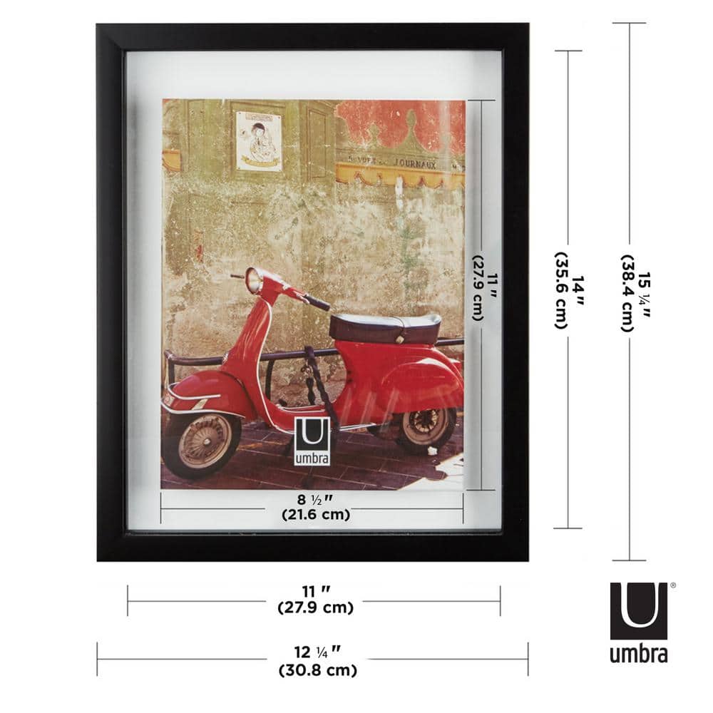 Classic Black 11x14 Wood Floating Document Frame