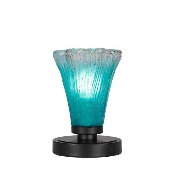 Unbranded Quincy 8 in. Matte Black Accent Lamp with Glass Shade