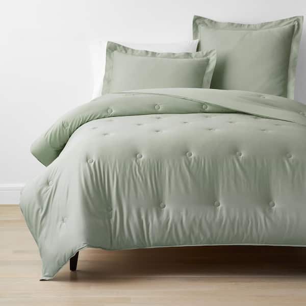 The Company Store Tarragon Solid Rayon Made From Bamboo Cotton Sateen Tufted Queen Comforter