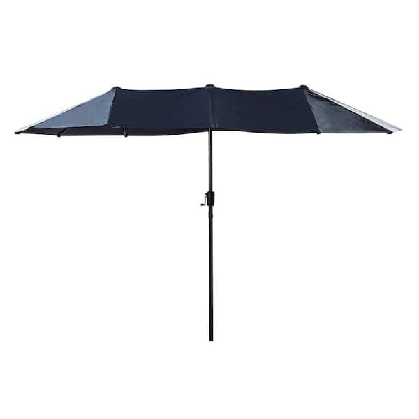 Willit 6.5 ft. x 13 ft. Rectangular Metal Market Patio Umbrella in Navy