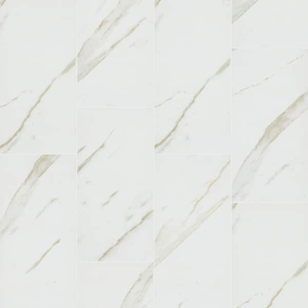 Pietra Calacatta 12 in. x 24 in. Matte Porcelain Marble Look Floor and Wall Tile (16 sq. ft./Case) Pietra Calacatta 12 in. x 24 in. Matte Porcelain Marble Look Floor and Wall Tile (16 sq. ft./Case)