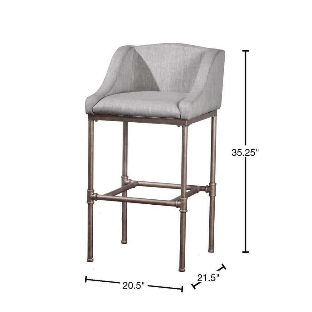 Dillon 26" Gray Upholstered Wingback Metal Counter Stool
