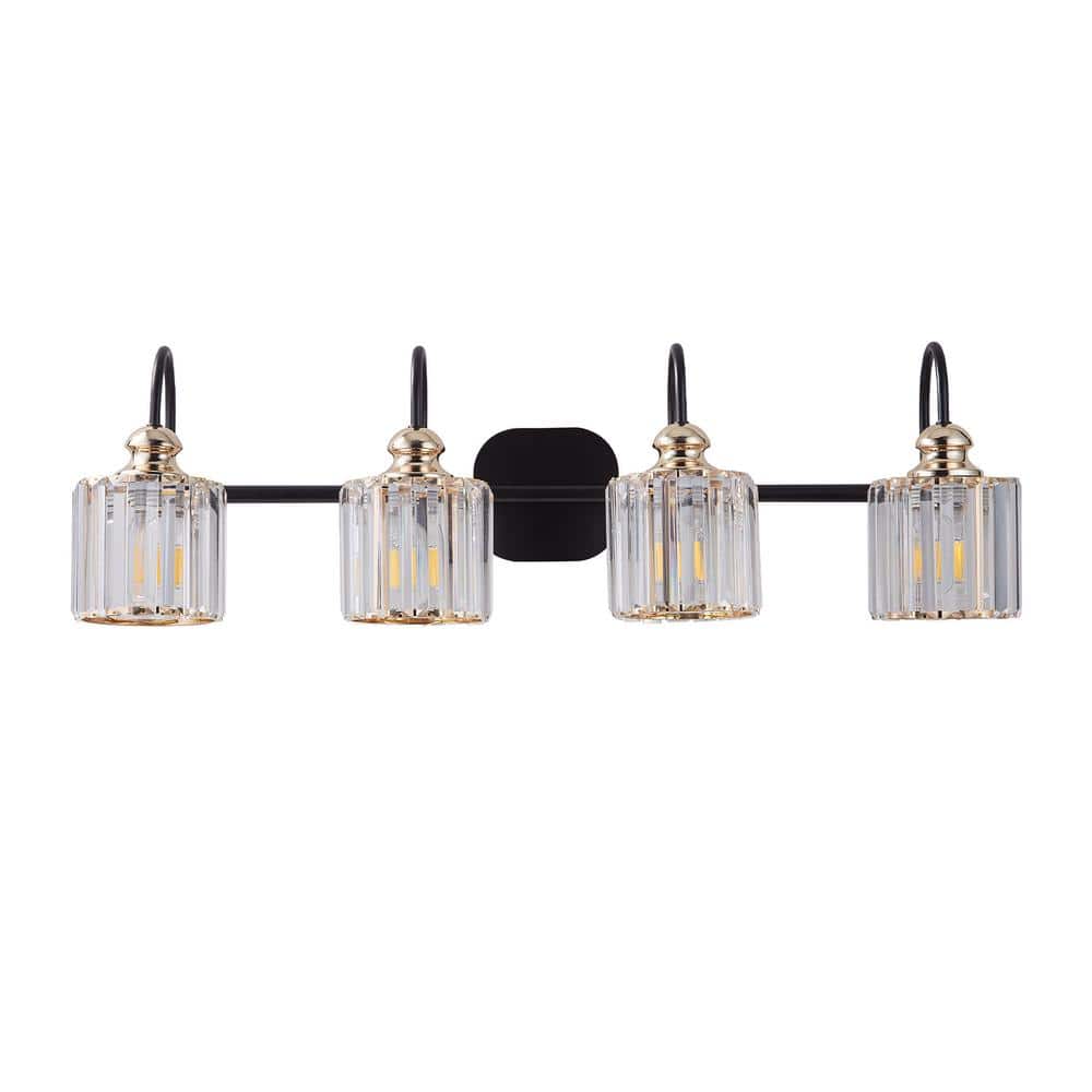 32 in. 4-Light Gold LED Vanity Light Crystal Wall Sconces (Bulb No included) price history on PriceWatchPro