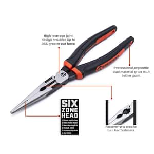 Z2 8 in. High Leverage Long Nose Pliers with Dual Material Grips