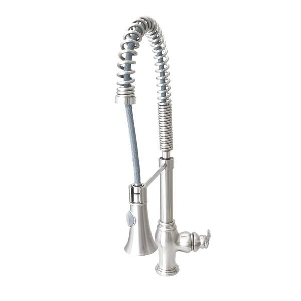 Dyconn Erie 22 in. Single-Handle Pull-Down Sprayer Kitchen Faucet in Brushed Nickel