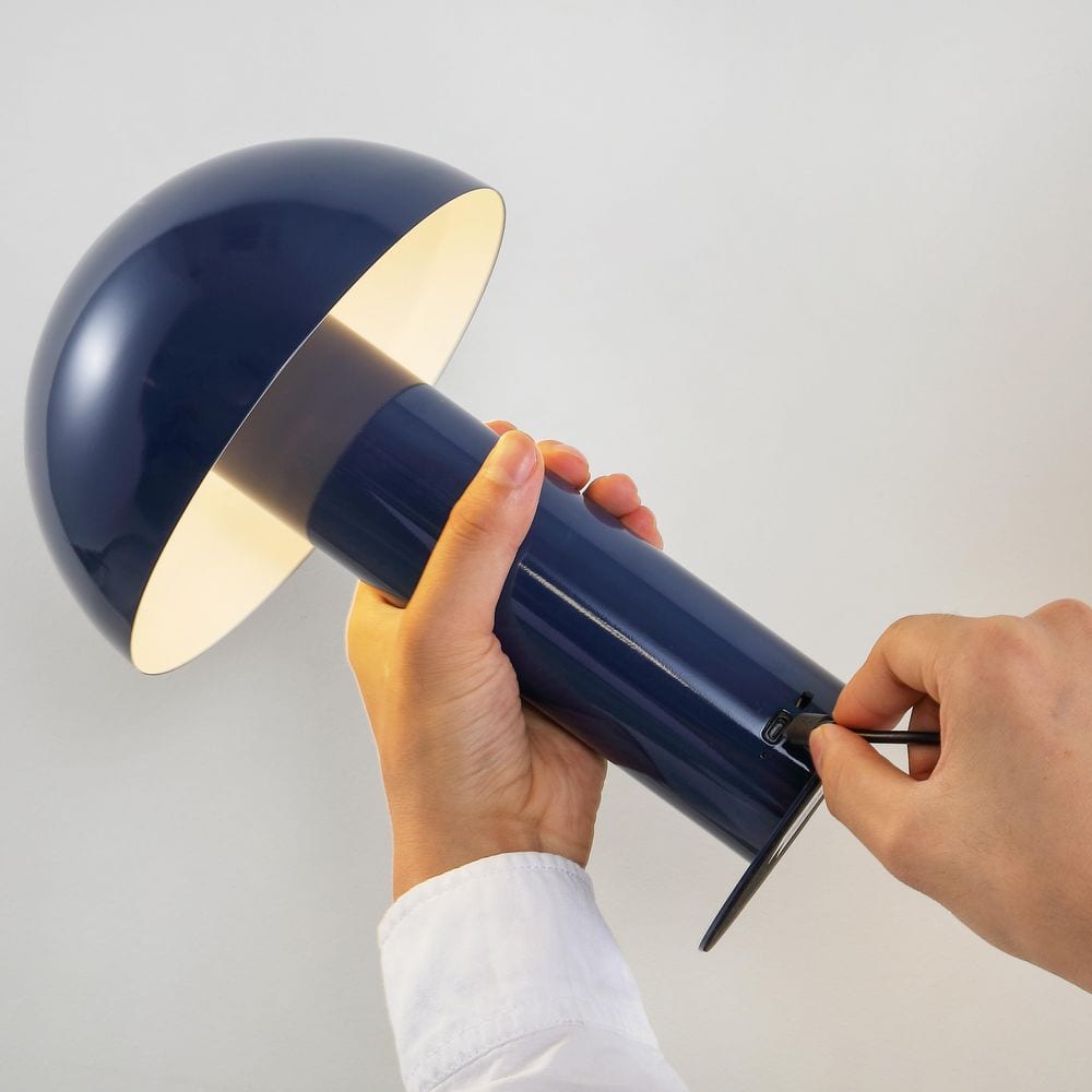 White Cordless Iron LED Mushroom Table Lamp