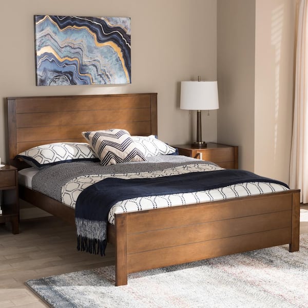 Baxton Studio Catalina Walnut Brown Full Platform Bed 143 7861 HD