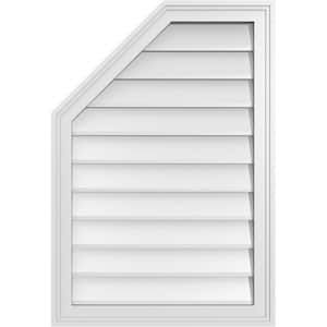 22 in. x 32 in. Octagonal Surface Mount PVC Gable Vent: Decorative with Brickmould Frame