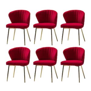 Olinto Red Side Chair with Metal Legs Set of 6