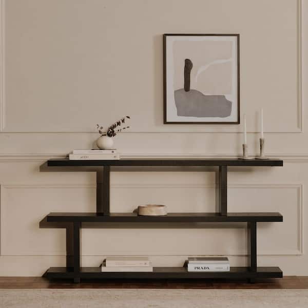 NADAAL STUDIOS Soleil 32.67 in. Tall Black Ash Veneer over MDF 5-Shelf Modern Bookcase and Room Divider