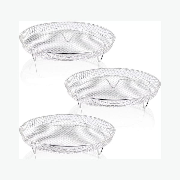 Universal Stainless Steel Silver Air Fryer Rack Food-Grade Round Grill Kitchen Cooking Accessory 3 Pack