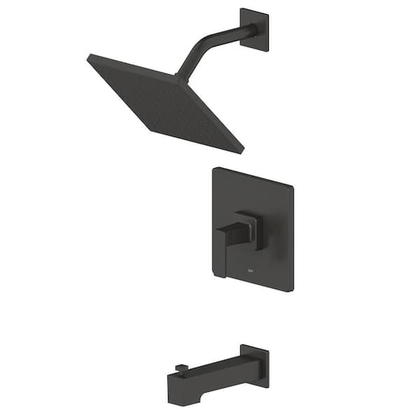 Fontaine by Italia Hotel de Ville Single Handle, 1 Spray Setting Tub and Shower Faucet in Matte Black with Pressure Balance Valve