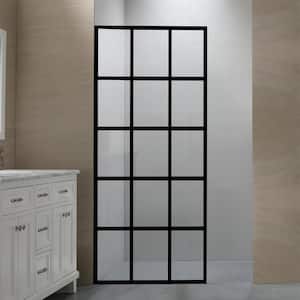 VENUS 34 in. W x 72 in. H Fixed Framed Shower Door in Black Grid Finish with Clear Glass Fixed Shower Screen