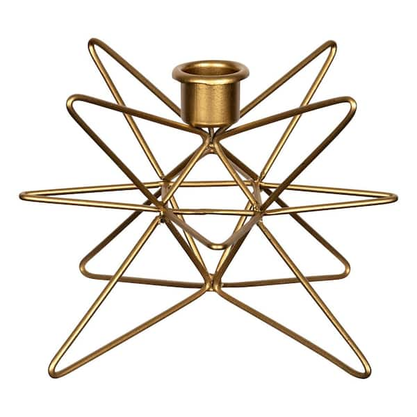 Stratton Home Decor Gold Geometric Star Candle Holder S39182 The Home Depot