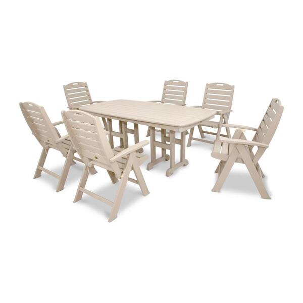 Trex Outdoor Furniture Yacht Club Sand Castle 7 Piece High Back Plastic Patio Dining Set Txs103 1 Sc The Home Depot Trex Outdoor Furniture Yacht Club Sand, High Back Patio Furniture Sets
