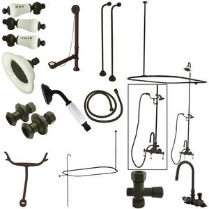 Vintage Combo Set 3-Handle Claw Foot Tub Faucet with Shower Enclosure in Oil Rubbed Bronze