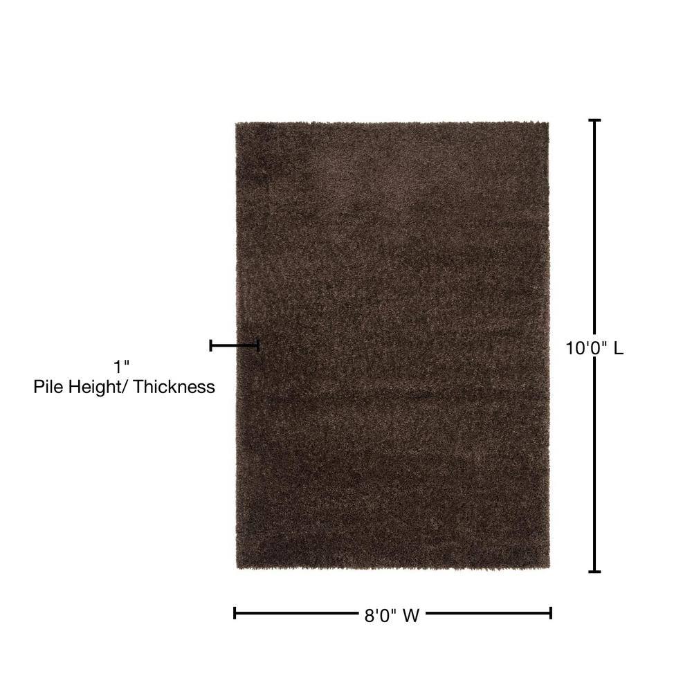 Cozy Comfort Brown Synthetic 8' x 10' Shag Area Rug