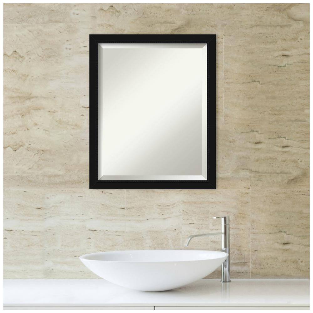 Classic Black Beveled Glass Rectangular Wall Bath Mirror