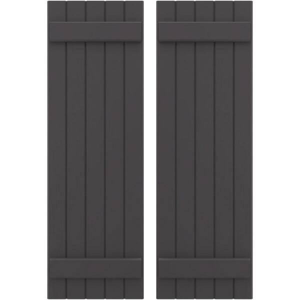 Ekena Millwork 17-1/2 in. W x 48 in. H Americraft 5-Board Exterior Real Wood Joined Board and Batten Shutters in Shadow Mountain