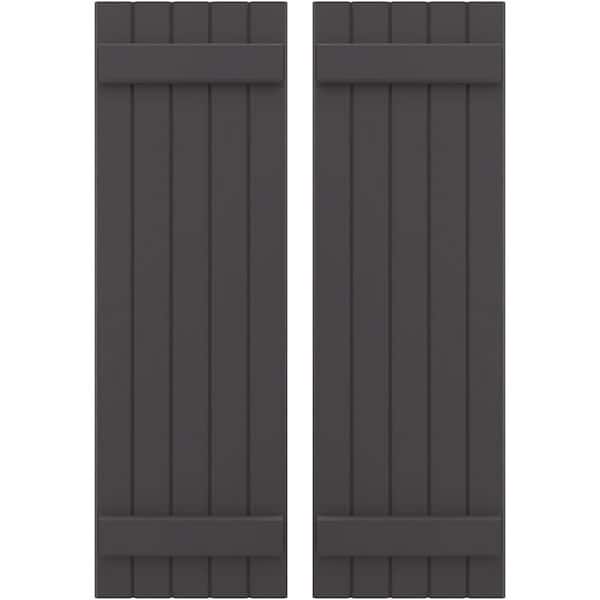 Ekena Millwork 17-1/2 in. W x 55 in. H Americraft 5 Board Exterior Real Wood Joined Board and Batten Shutters Shadow Mountain
