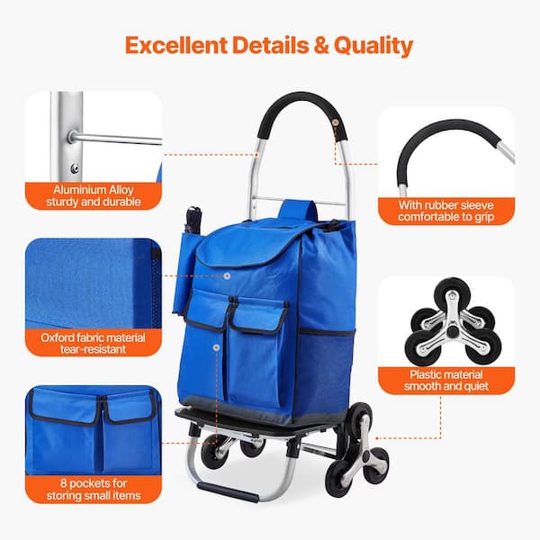 SKYSHALO Stair Climber Trolley Dolly, Folding Shopping Cart